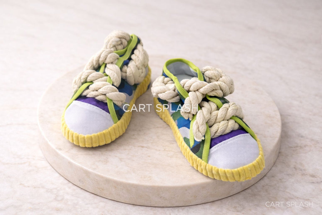 Single Dog Sneaker Chew Toy with Knotted Rope & built in interactive Squeaker
