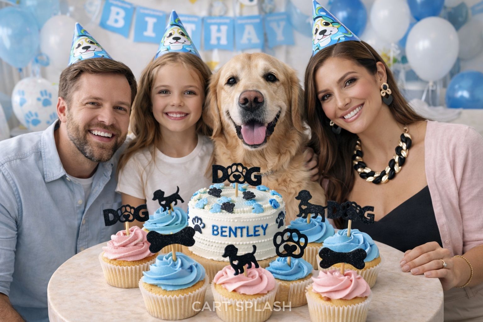 12pcs Pet Dog Theme Cupcake Toppers for Birthday Party Cake