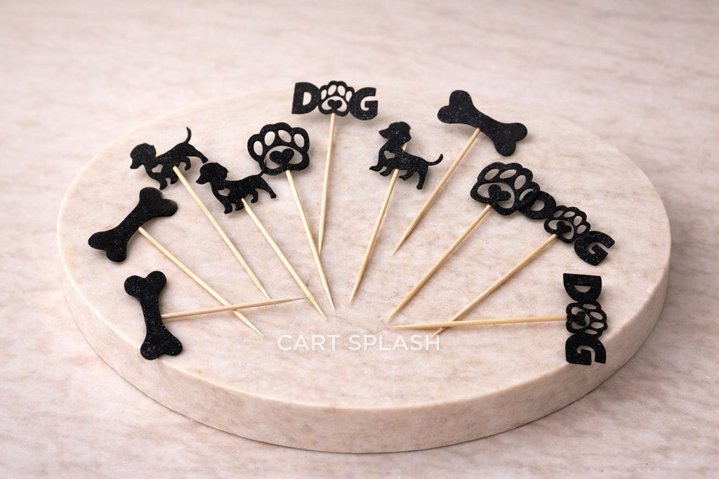 12pcs Pet Dog Theme Cupcake Toppers for Birthday Party Cake
