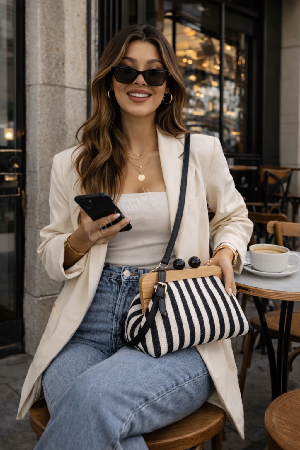 Women's Trendy and Fashionable Striped Exquisite Crossbody Bag, with Contrasting Colors and Adjustable Shoulder Straps, Simple and Versatile, Elegant and Fashionable.