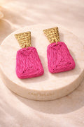 A Pair of Bohemian Holiday Style Hand-Woven Raffia Earrings Fashionable.