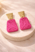 A Pair of Bohemian Holiday Style Hand-Woven Raffia Earrings Fashionable.