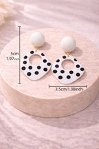 Elegant Polka Dot pin Earrings with White and Black Spots for Women's Fashion Accessories