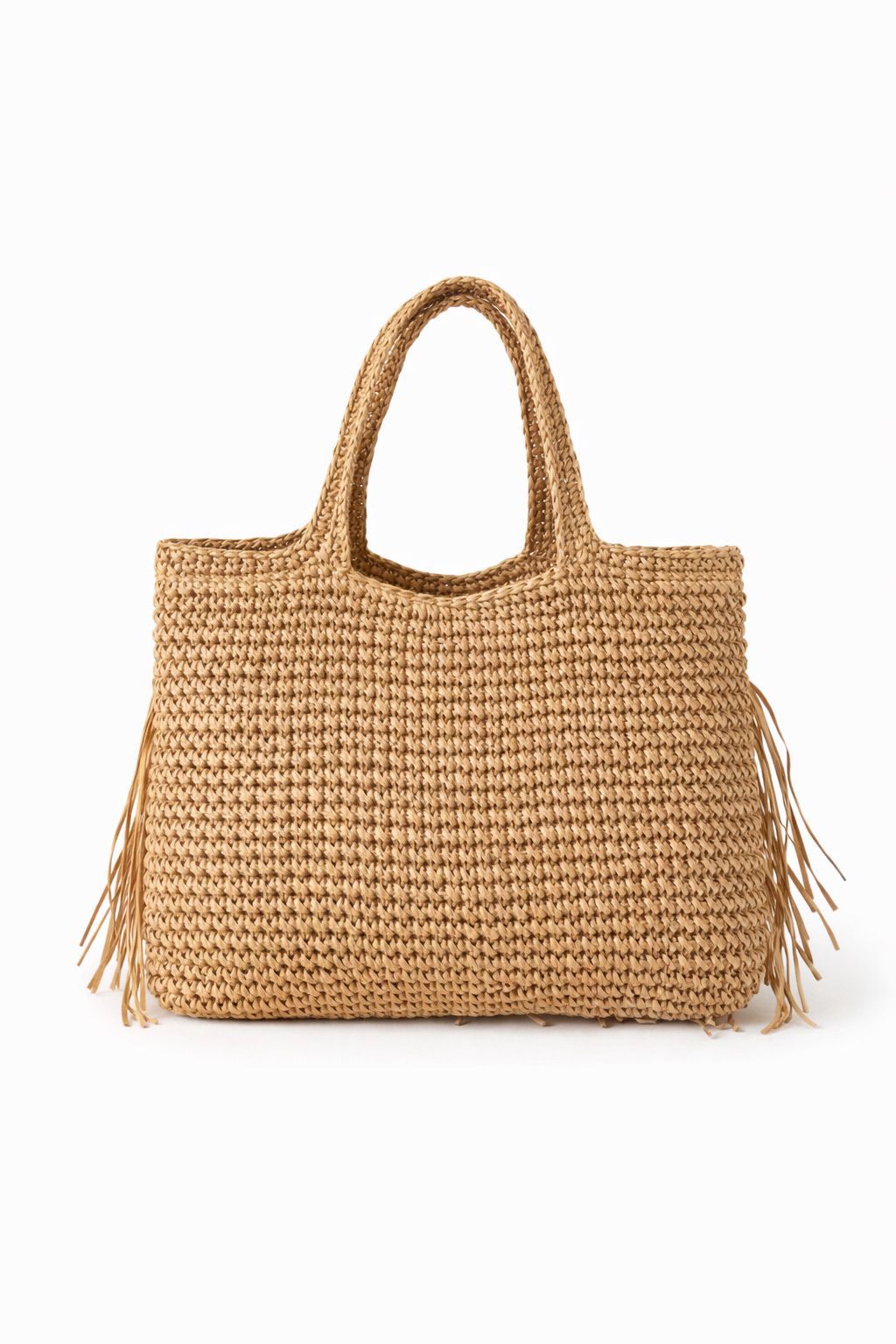 Minimalist Fringe Tote Bag for Women, Woven Beach Bag for Vacation Travel, Shoulder Carry Handbag
