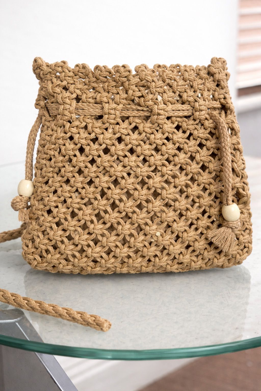 Handcrafted Woven Design with Tassel Detail and Adjustable Rope Strap for Stylish Everyday Use
