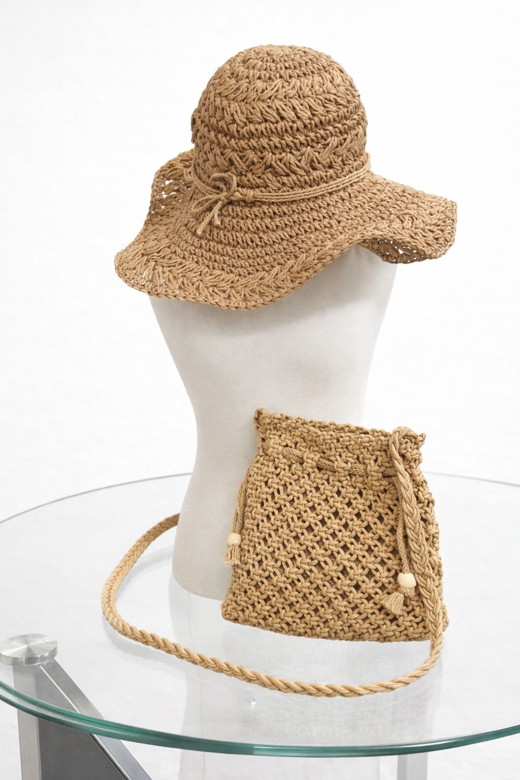Handcrafted Raffia Sun Hat with Wide Brim and Fringe Detail for Summer Fashion