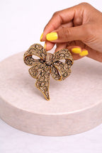 Vintage-Inspired Black Rhinestone Butterfly Bow Brooch 6 cm x 6.3 cm