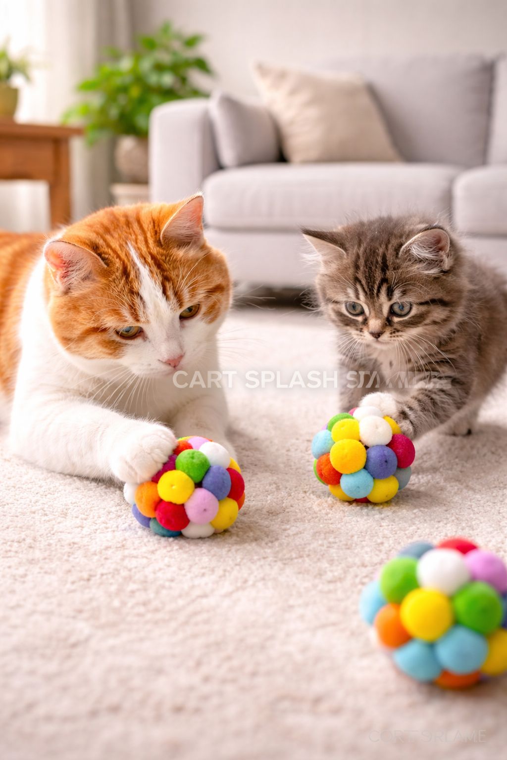Multicolour Plush Pet Balls with Bell – Interactive Cat & Dog Toy, Bouncy Chew & Self-Play Teaser