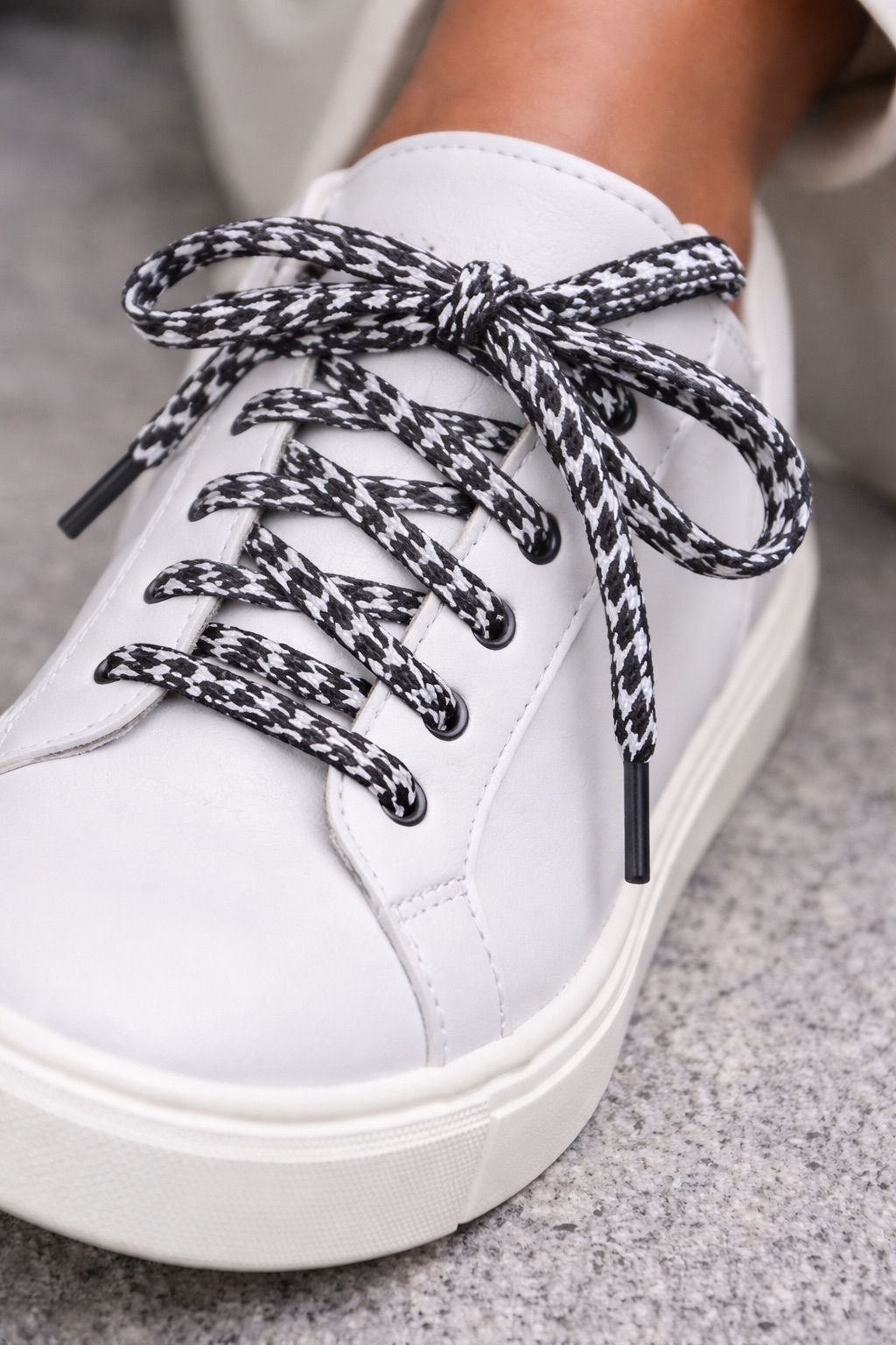 Houndstooth Shoelaces Checkered Black And White Flat 130cm 39 4inches Suitable For Men And Women